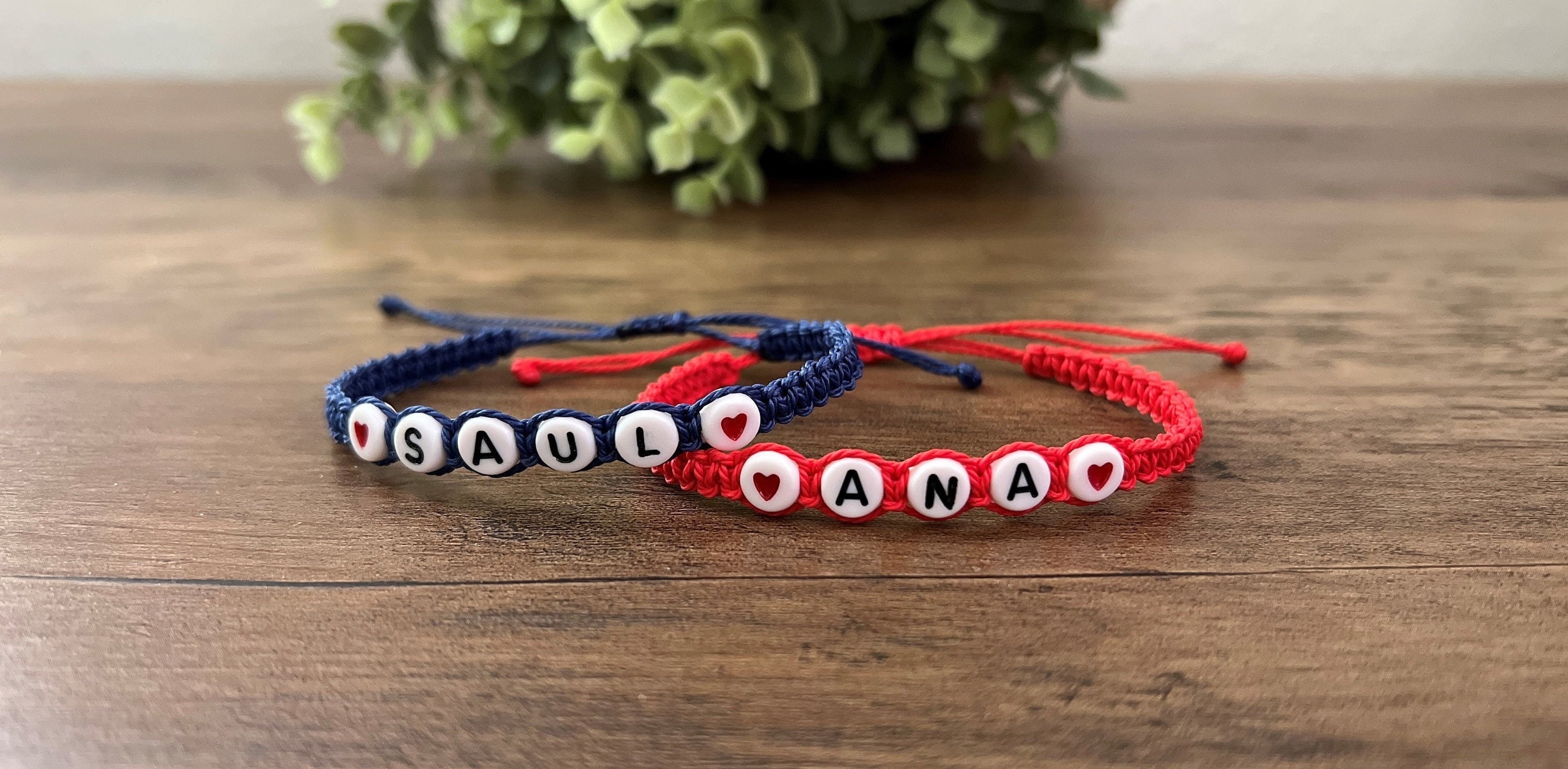 Name Bracelet|Personalized Knotted Bracelet w/Adjustable Closure|Friendship Bracelet with Round White Beads