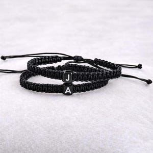 Personalized Couple Bracelets, Custom Initial Letter Bracelet, Adjustable Bracelet, Matching Couples Bracelet, Handmade His & Her Gift