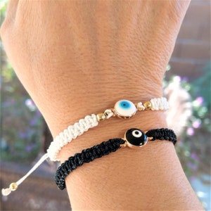 Yin Yang Adjustable Bracelet Set|Yin Yang Couples Bracelet Set|White&Black Matching Bracelets|Evil Eye Matching Bracelets|Partners Customize
