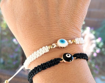 Yin Yang Couple Bracelet Set: Adjustable Evil Eye Matching Bracelets