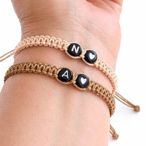 Personalized Initial Heart Macrame Bracelet | Adjustable Knotted Friendship Jewelry