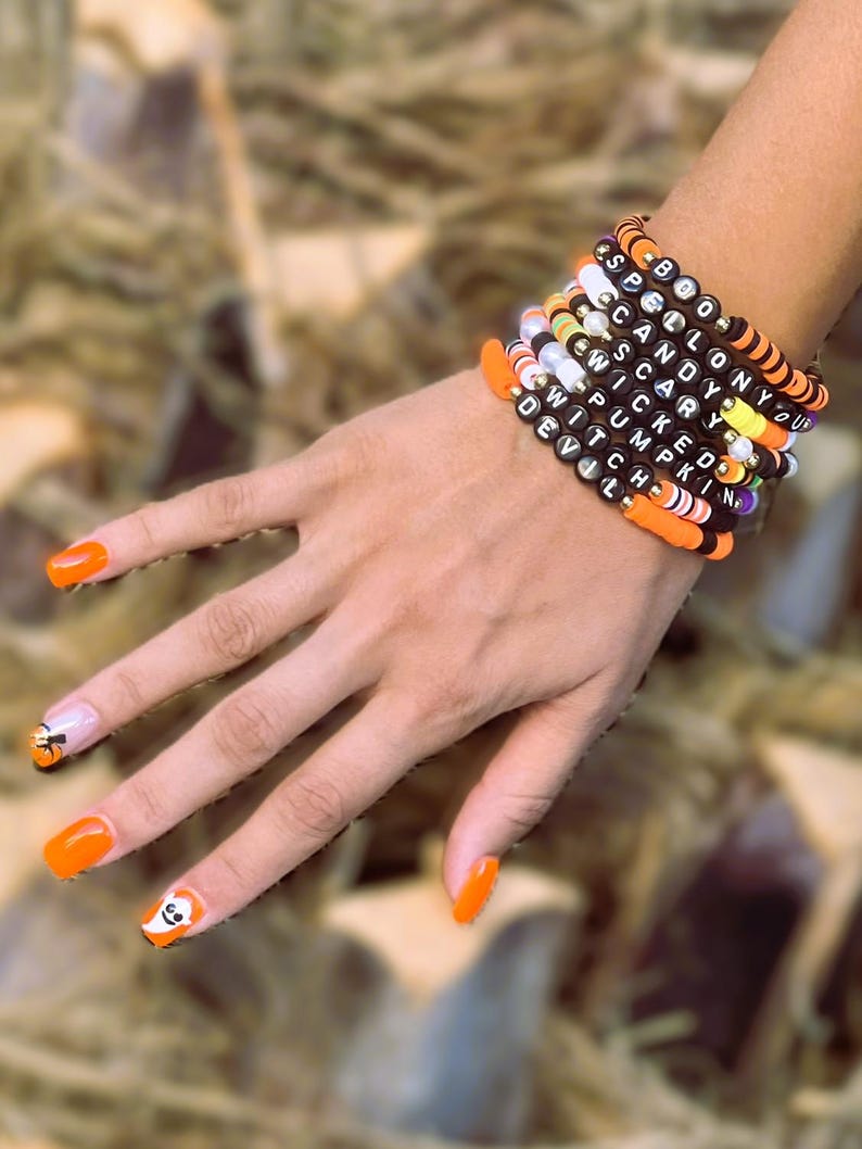 SAME DAY Shipping Halloween Bracelet Halloween Boo, Spooky Beaded