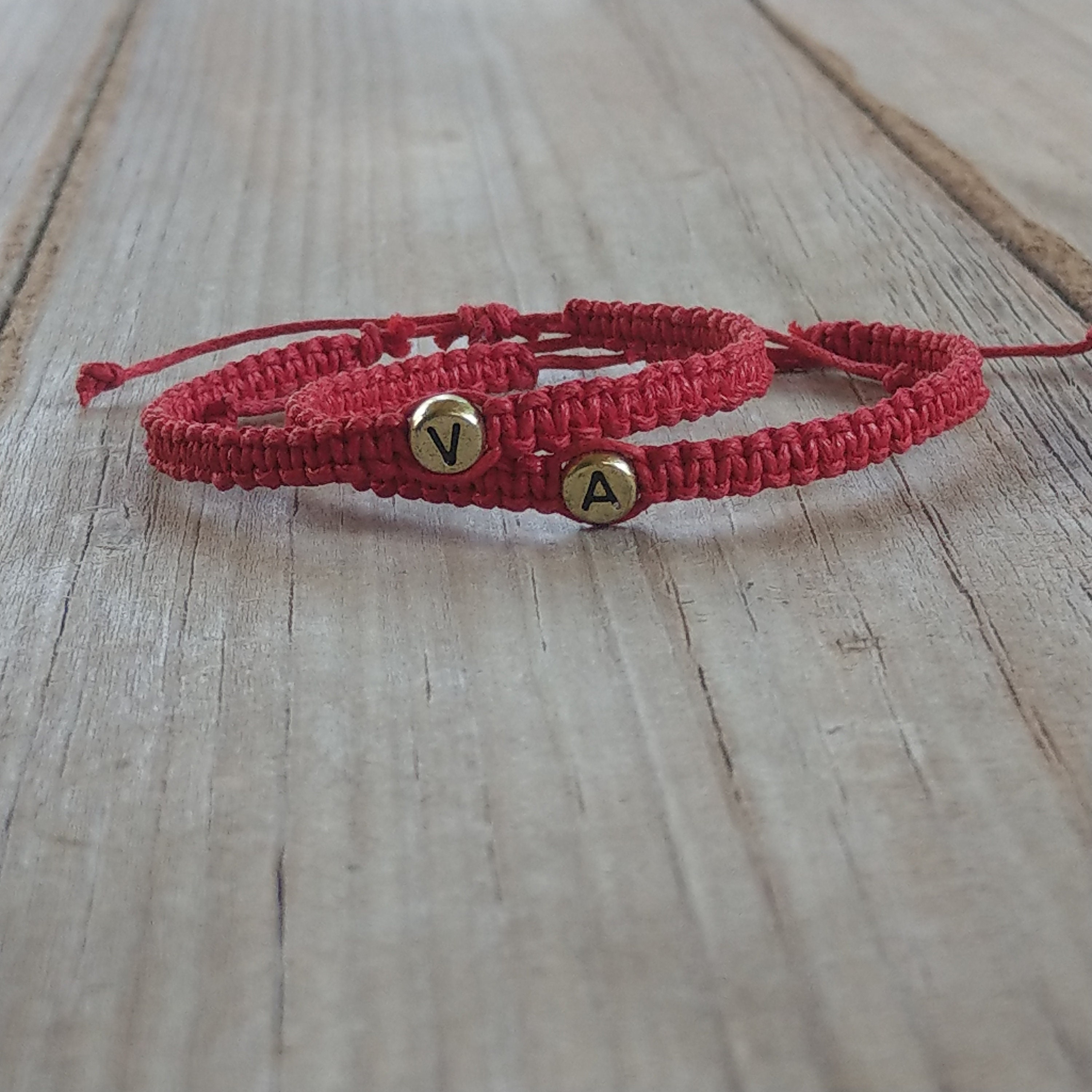 XIAQUJ Personalized 26 in itial Bracelet Gold Plated Letter Woven Bracelet  Heart Charm Red Bracelet Woven Red Bracelet for Men Women Girls Bracelets H
