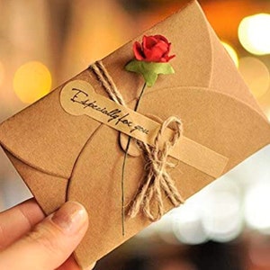 Sobres para tarjetas de felicitación con flores/envoltorios para regalos de aniversario o cumpleaños hechos a mano con tarjeta con mensaje