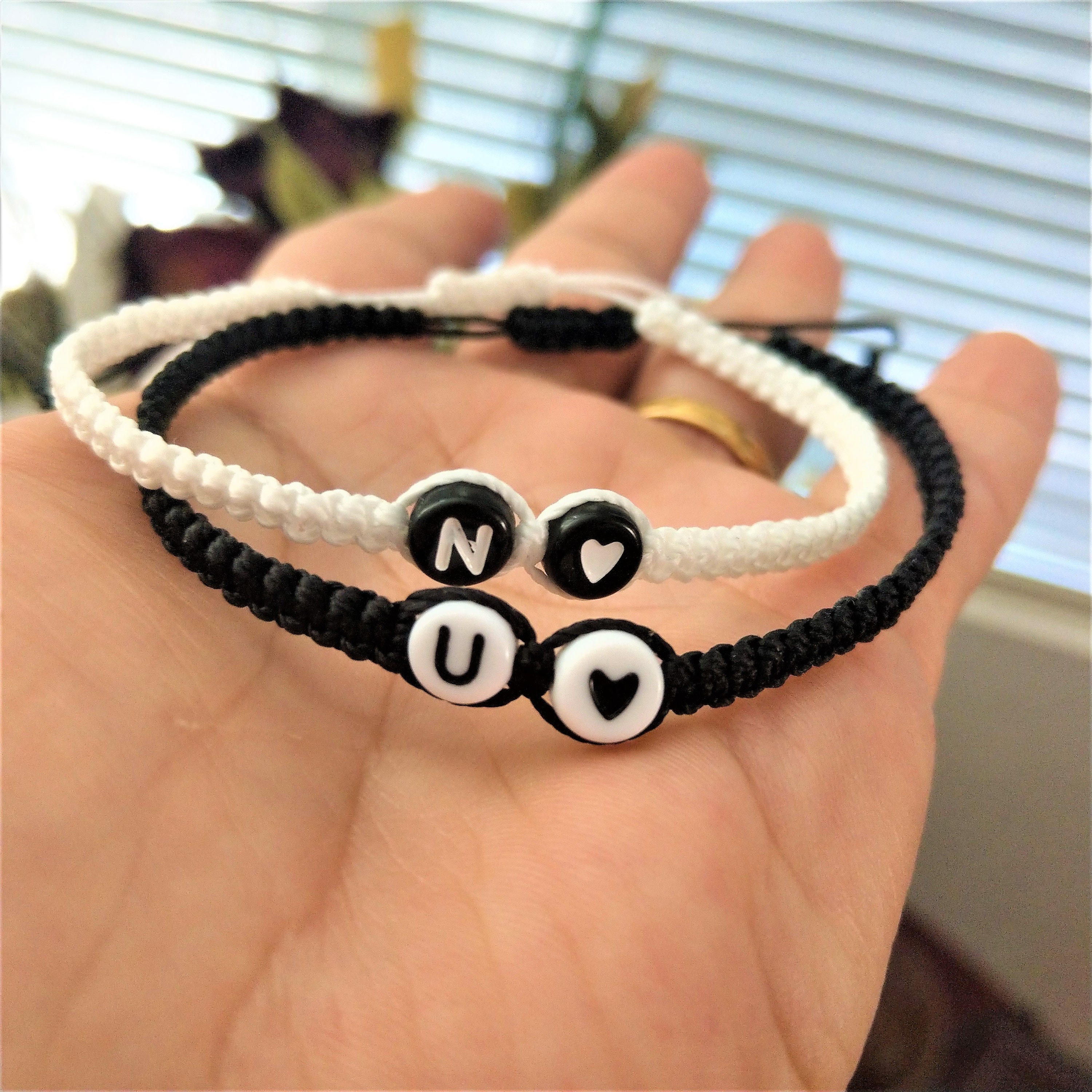Yin Yang Initial & Heart Bracelet Set Personalized Bracelet | Etsy