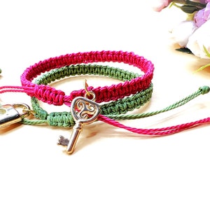 Woven Surf Bracelet| Waterproof Promise & Engagement Bracelet w/Key Lock |Matching Bracelet| Baby/Toddler/Teenager/Adult Sizes| USA Seller