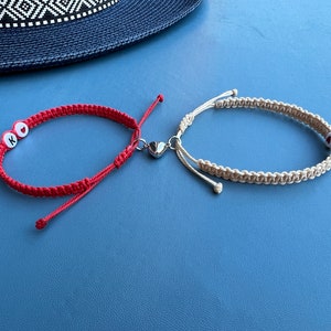 Pulseras magnéticas con letras iniciales y amor para parejas/Pulsera personalizada con cierre ajustable/Pulseras a juego/Pulsera de amistad a distancia