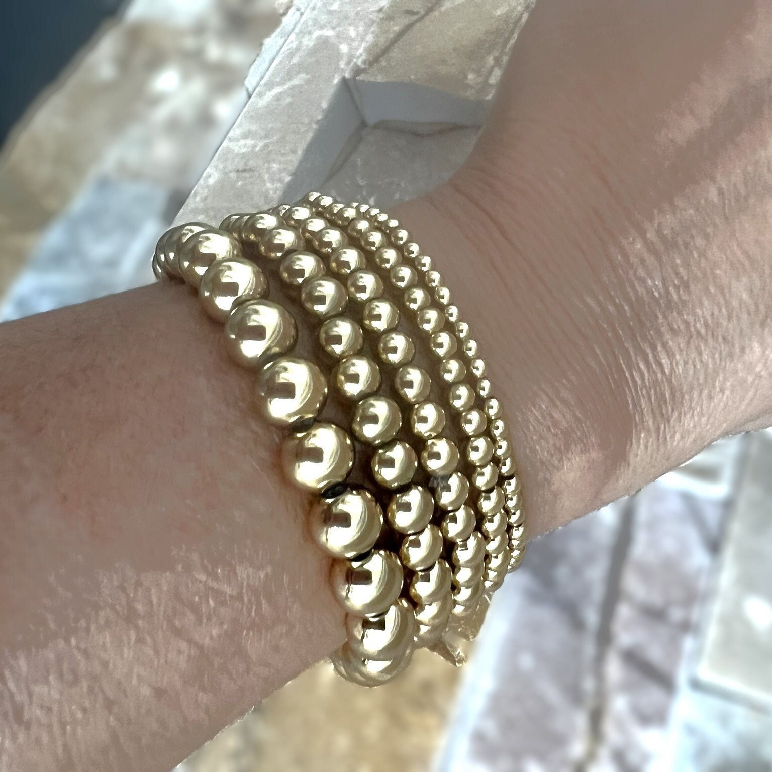 5 bracciali da donna in oro, placcati in oro, impilabili in acciaio
