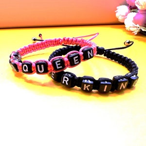 2pcs/set Trendy Her KING His QUEEN Lovers Bracelet| Custom Made Distance Bracelets| Matching Bracelets| Personalized Handmade Bracelets