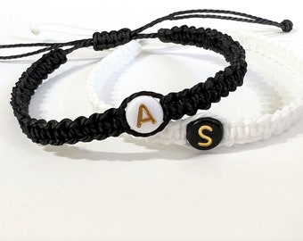 Set of 2 Personalized Matching Gold Initial Bracelets|Partners/Couples Bracelet w/Adjustable Closure|Matching Bracelets
