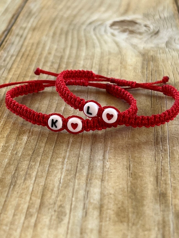 Inicial de letra con pulseras para parejas de amor/Pulsera anudada  personalizada con cierre ajustable/Pulseras a juego/Pulsera de  amistad/Gemelos -  México