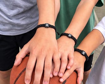 Black Square Initial Bracelet: Personalized Macrame Friendship Bracelet