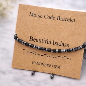 Custom-made Morse Code Bracelet| Love You| Bad Ass| Happy Anniversary| Personalized Adjustable Bracelet |Gift for Men Women Boy Girl