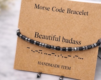 Custom-made Morse Code Bracelet| Love You| Bad Ass| Happy Anniversary| Personalized Adjustable Bracelet |Gift for Men Women Boy Girl
