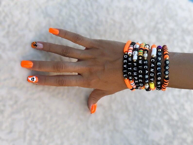 SAME DAY Shipping Halloween Bracelet Halloween Boo, Spooky Beaded