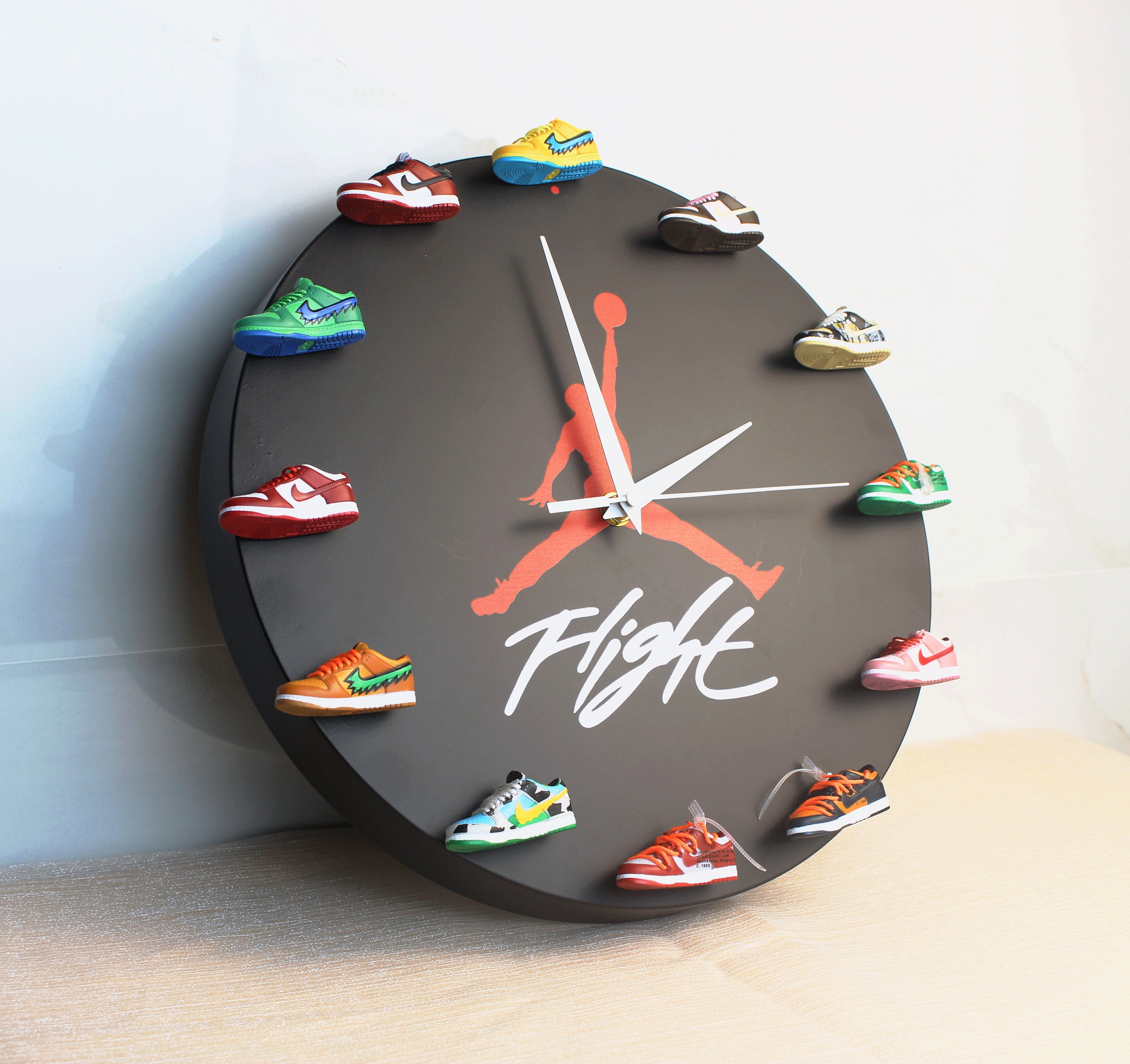 air jordan wall clock with 3d mini sneakers