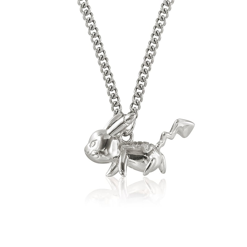 Hand-made three-dimensional Pikachu shape necklace pendant sweater chain pendant necklace silver pendant set Valentine/'s Day gift