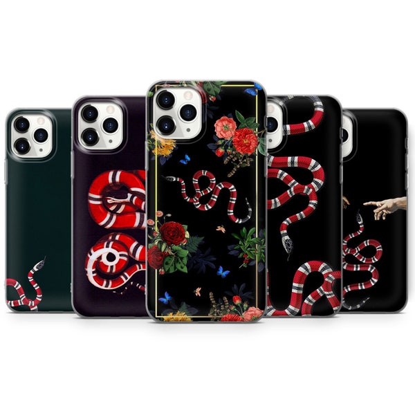 Snake Top Design Phone Case Cover for iPhone 14 Pro, 13, 12, 11, XR, 8+, 7 & Samsung S21, S22, S23, A51, A53, Huawei P20, P30 Flower