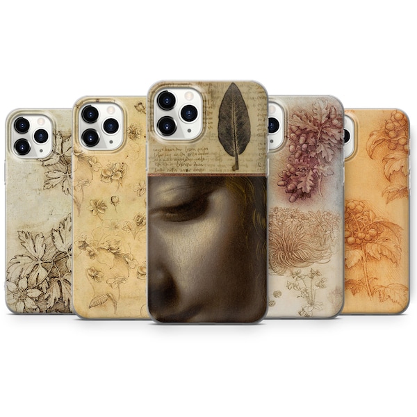 Leonardo Da Vinci  Drawings Phone Case Cover for iPhone 14 Pro, 13, 12, 11, XR, 8+, 7 & Samsung S21, S22, S23, A51, A53, Huawei P20, P30