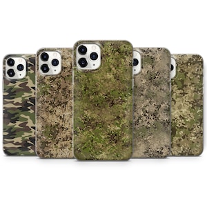 Camo Phone Case Army Camouflage Cover for iPhone 16 Pro Max, 15 Plus, 14, 13, 12, 11, XS & Samsung S24, S23, A53, A54 Huawei P20, P30