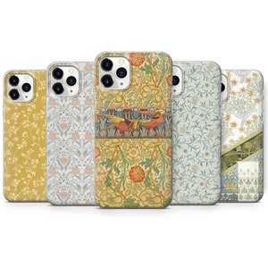 Funda de teléfono con diseño bohemio de William Morris para iPhone 16 Pro Max, 15 Plus, 14, 13, 12, 11, XS y Samsung S24, S23, A53, A54, Huawei P20, P30