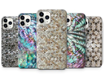 Mother of Pearl Shell Phone Case Cover for iPhone 14 Pro, 13, 12, 11, XR, 8+, 7 & Samsung S21, S22, S23, A51, A53, Huawei P20, P30