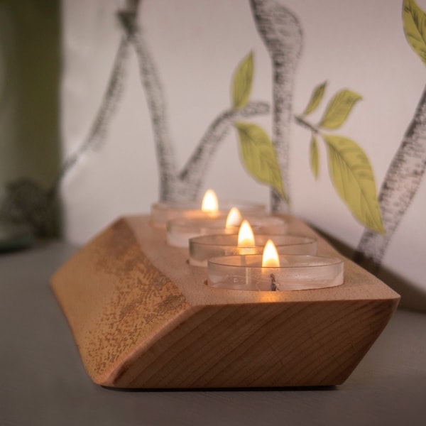 Wooden Candle Holder Etsy