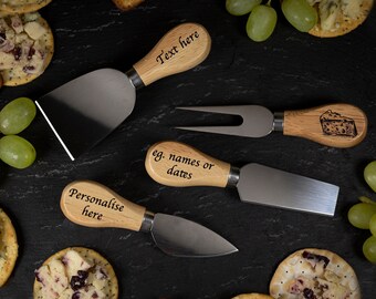 Personalised Cheese Knives, Set of 4, Wooden Cheese Cutters, Handmade Cheese Spreaders, Custom Kitchen Utensils, Cheese Lover Gift