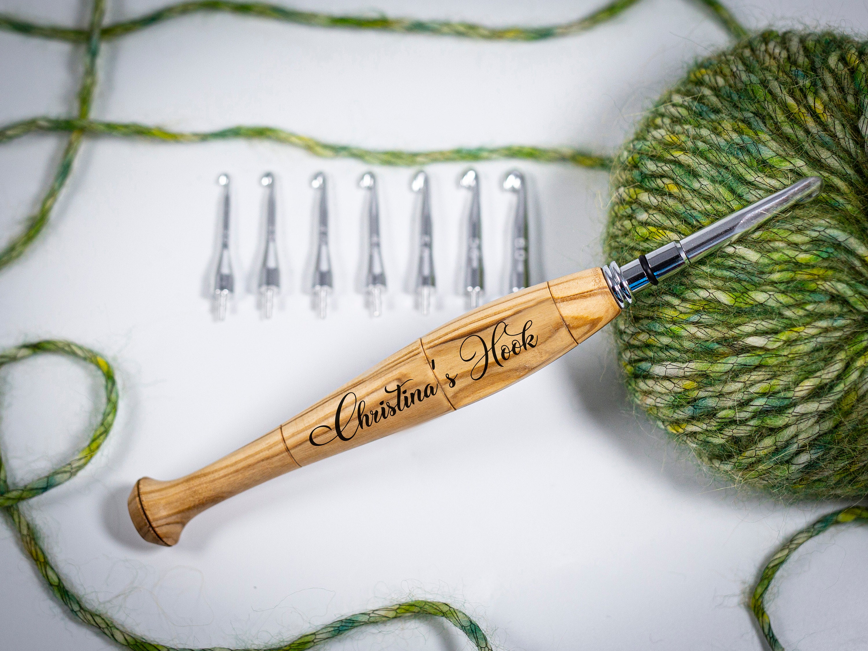 Olive Wood Crochet Hooks, Yarn Hook Set, Handmade Crochet Hooks, Gift for Crafter, Mothers Day Accessories, Crocheters Gift, Set of 8 Hooks