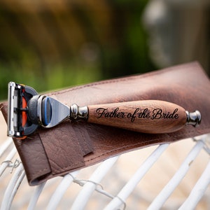 Hand turned Razor, Custom Wooden Razor, Men's Wood Razor, Engraved Razor, Handmade Razor, Wooden Handled Razor, Gillette Fusion Razor Set