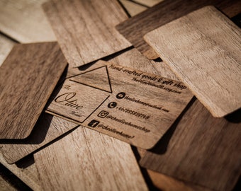 Set of 10 Wood Business Cards, Modern Business Card, Custom Business Card, Business Card Design, Woodwork Business Card