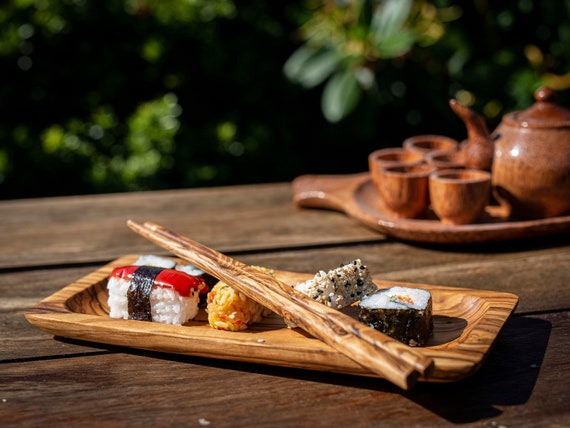 Personalised Sushi Gift Set. Serving Board & Reusable Chopsticks