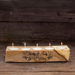 Rustic candle holder, Wood Votive Candle Holder, Engraved Candle, Wooden tealight holder, Personalized Candle, Tealights Included