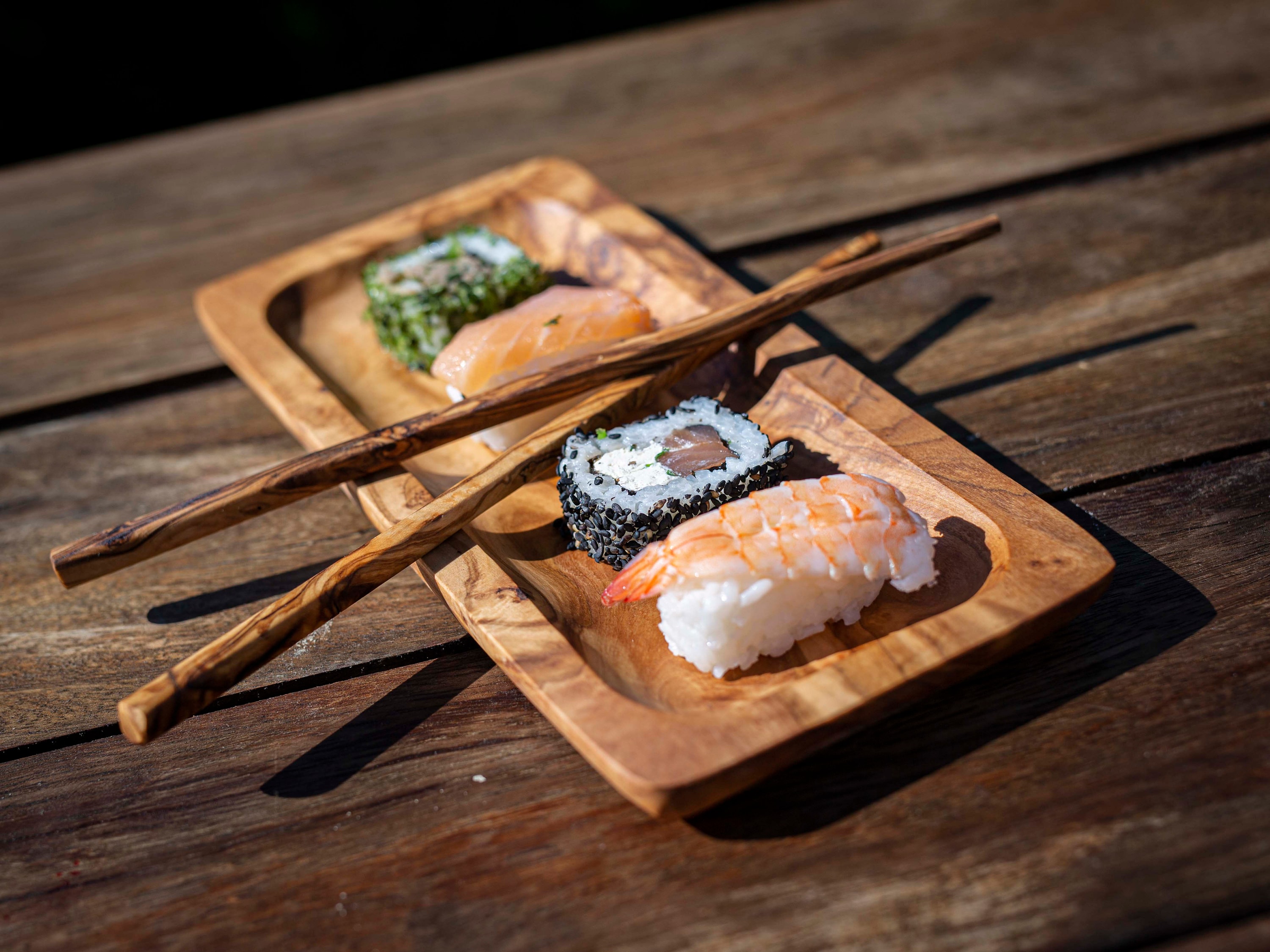 Custom Handcrafted Sushi Board, Serving Tray with Chop Stix