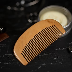 Wooden Beard Comb, Engraved Wedding Comb, 5th Anniversary Gift, Curved Hair Comb, Narrow Tooth Comb, Mustache Lover Gift, Wood Beauty Tool