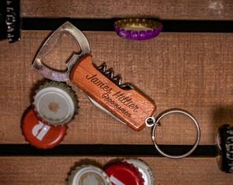 Personalised Beer Opener, Custom Bottle Opener Keychain, Wall Mount Bottle Opener, Engraved Corkscrew, Keyring bottle opener, Keychain knife