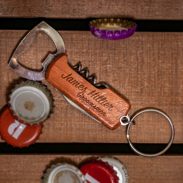 Bottle Opener Keychain, Custom Bottle Opener, Beer Opener, Engraved Corkscrew, Keyring bottle opener, Keychain knife, Pocket Bottle Opener