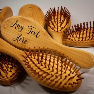 Customized Eco Bamboo Hairbrush, Wood Hair Brush, Girl Hairbrush, Engraved Paddle, Custom Hairbrush, Hair Accessories