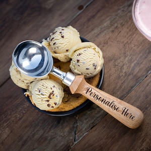 Engraved Ice Cream Scoop, Wooden Ice Cream Utensil, Handmade Kitchenware, Wooden Dessert Spoon, Hand turned Ice Cream Scoop, Ice Cream Gift