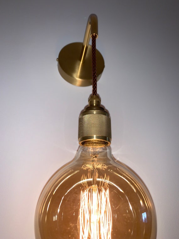 Brass Single Drop Wall Light without Bulbs 