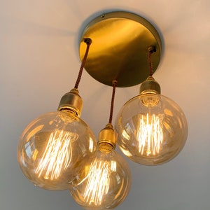 Brass 3 pendant ceiling light (without bulbs)