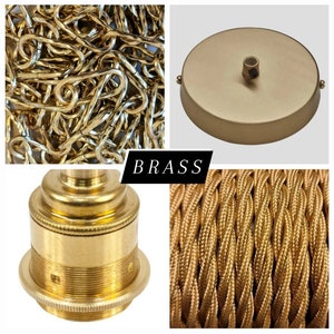 Reeded Glass Twisted Chain Pendant Without Bulb Brass