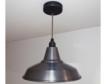 Industrial brushed steel lamp shade (without pendant)