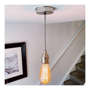 Brushed chrome single pendant (without bulbs)