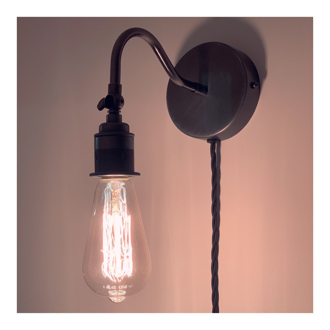 Dark Pewter Wall Light With 3 Pin Plug without Bulb Etsy