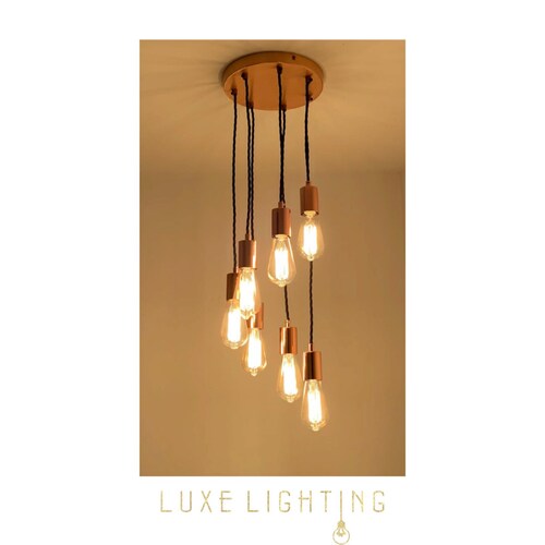 Polished Copper 7 Drop Large Pendant Light without Bulbs Etsy