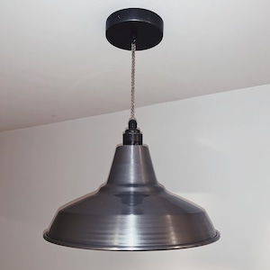 Industrial brushed steel lamp shade without pendant image 4