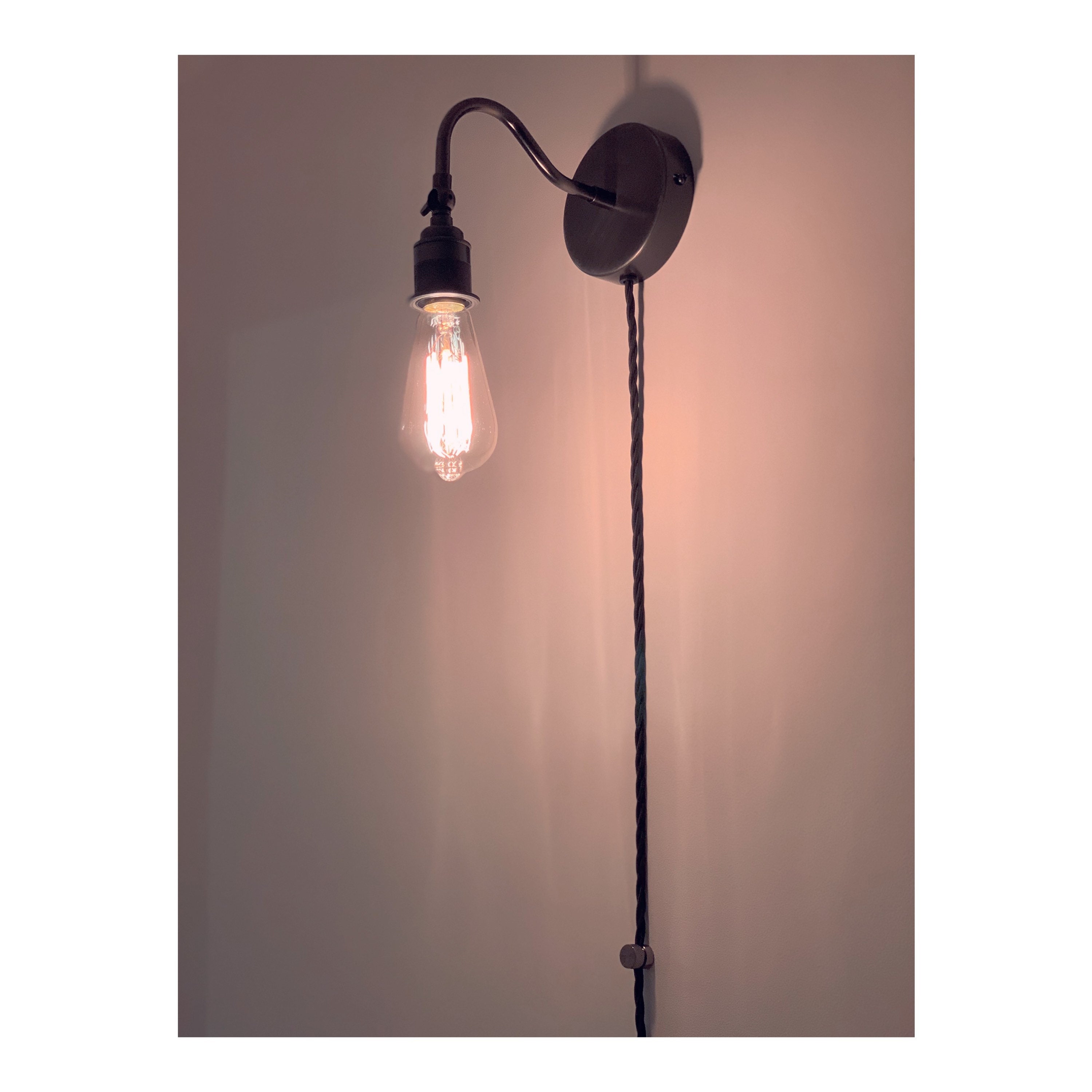 Dark Pewter Wall Light With 3 Pin Plug without Bulb Etsy UK