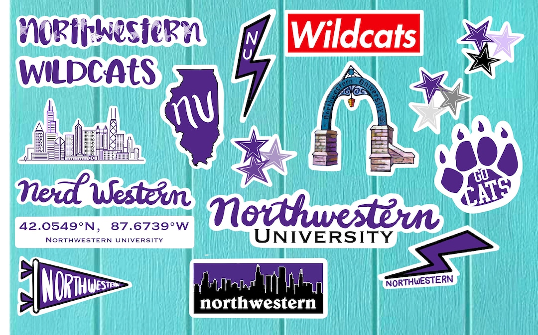 Northwestern University Sticker Set Stickers Wildcats Etsy