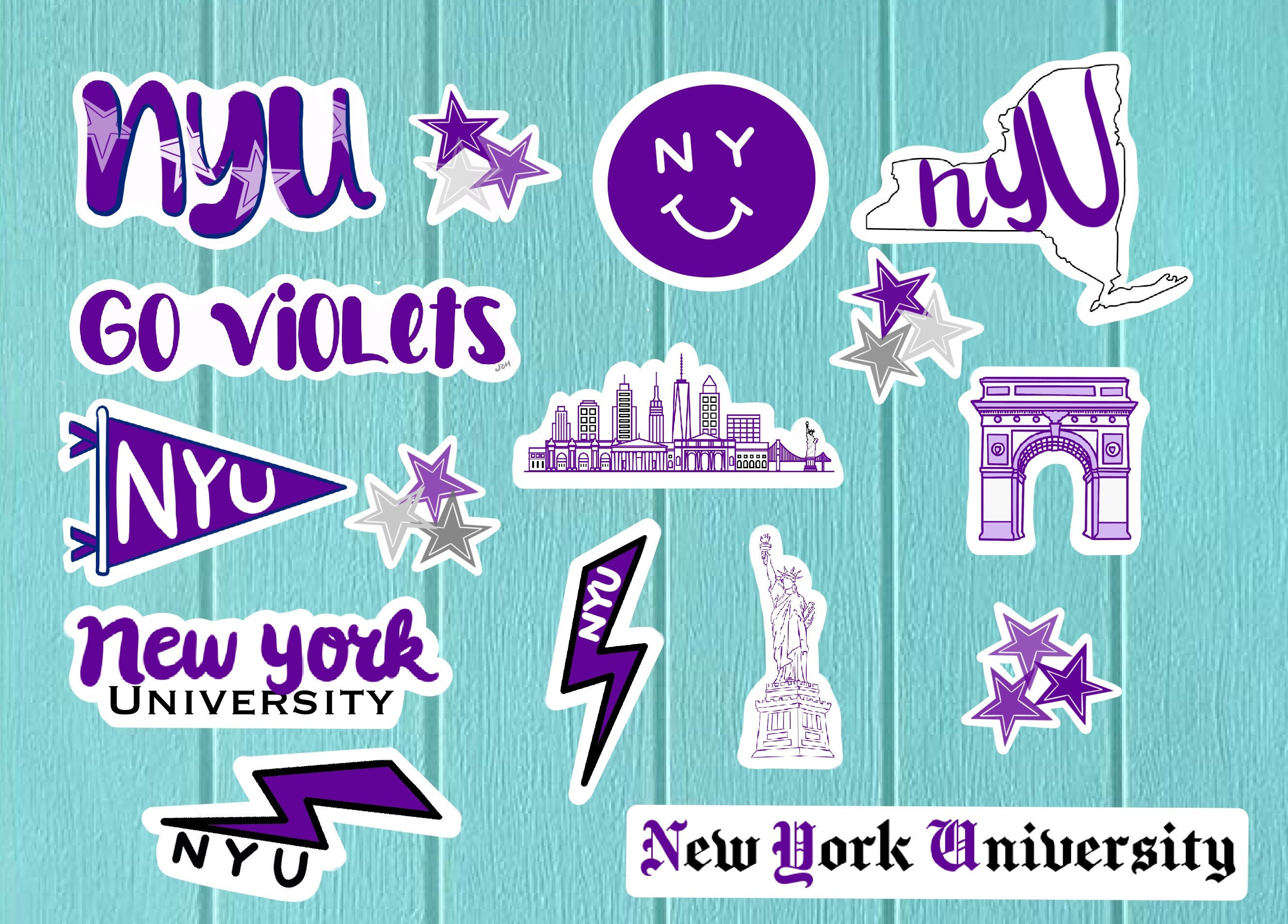 NYU Sticker Set New York University Stickers Violets Etsy
